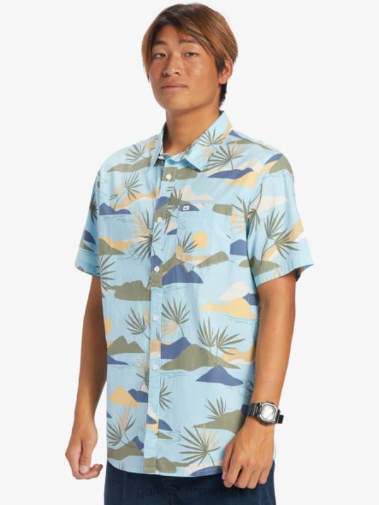Hommes Quiksilver chemise à manches courtes slow dazed D6PT665 bleu ciel slow daze ss
