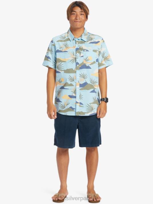 Hommes Quiksilver chemise à manches courtes slow dazed D6PT665 bleu ciel slow daze ss