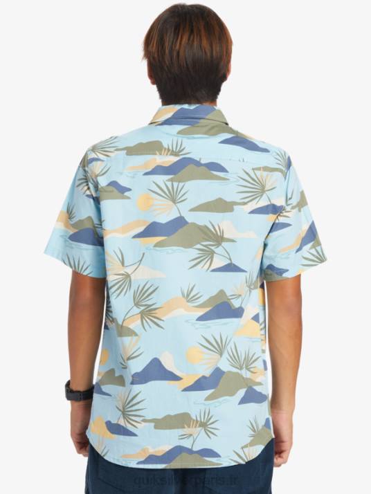 Hommes Quiksilver chemise à manches courtes slow dazed D6PT665 bleu ciel slow daze ss