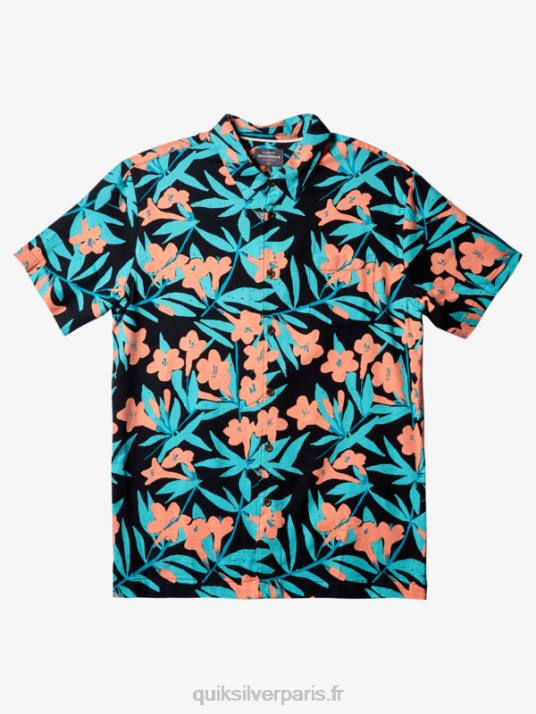 Hommes Quiksilver chemise à manches courtes waterman around bush D6PT474 noir autour du buisson