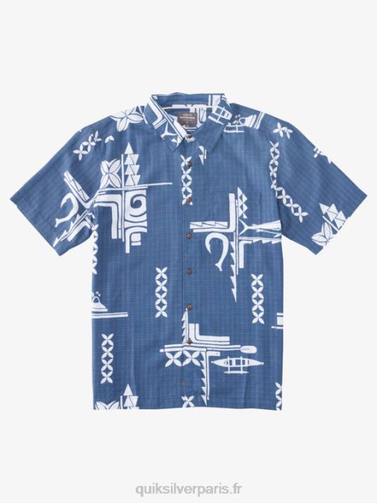 Hommes Quiksilver chemise à manches courtes waterman big catch D6PT862 enseigne bleue grosse prise