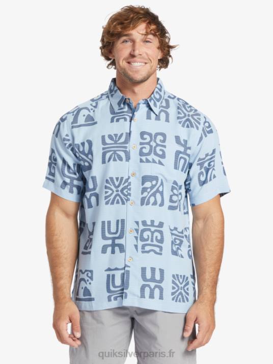 Hommes Quiksilver chemise à manches courtes waterman channel paddle D6PT457 pagaie de canal bleu crépuscule