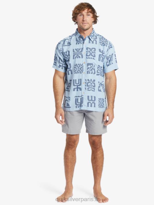 Hommes Quiksilver chemise à manches courtes waterman channel paddle D6PT457 pagaie de canal bleu crépuscule