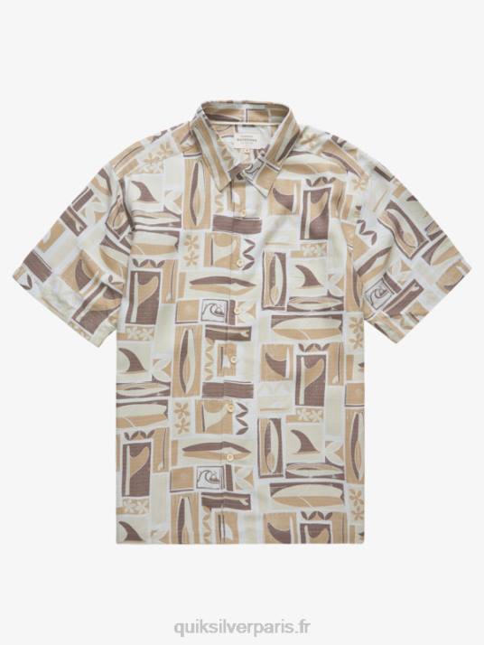 Hommes Quiksilver chemise à manches courtes waterman kapua D6PT1889 kapua de riz brun