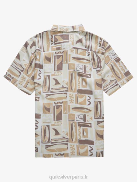 Hommes Quiksilver chemise à manches courtes waterman kapua D6PT1889 kapua de riz brun