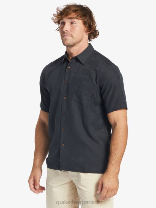 Hommes Quiksilver chemise à manches courtes waterman manele bay D6PT798 noir