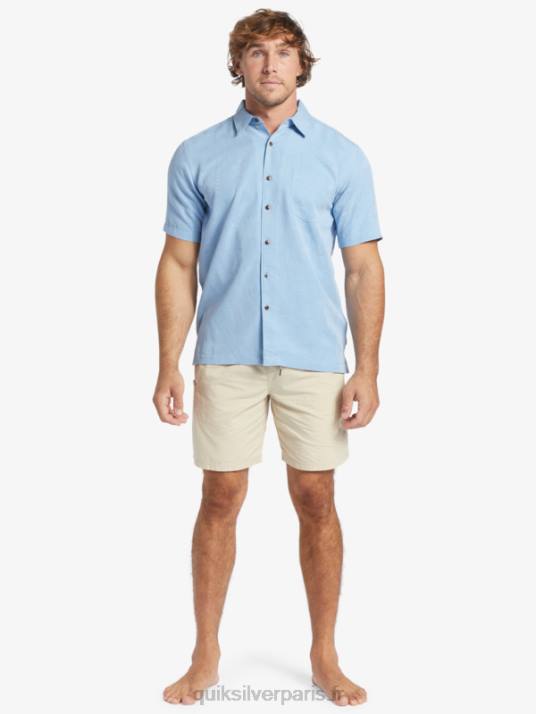 Hommes Quiksilver chemise à manches courtes waterman manele bay D6PT800 bleu crépuscule