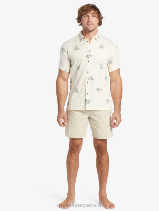 Hommes Quiksilver chemise à manches courtes waterman petites pédales D6PT425 petites pédales blanches antiques