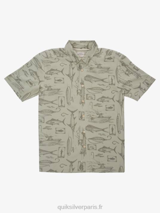 Hommes Quiksilver chemise à manches courtes waterman slack line D6PT1217 ligne lâche de thé