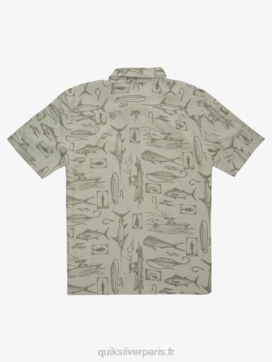 Hommes Quiksilver chemise à manches courtes waterman slack line D6PT1217 ligne lâche de thé