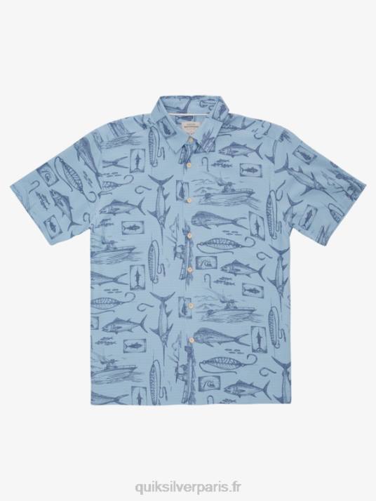 Hommes Quiksilver chemise à manches courtes waterman slack line D6PT1218 ligne lâche bleu crépuscule