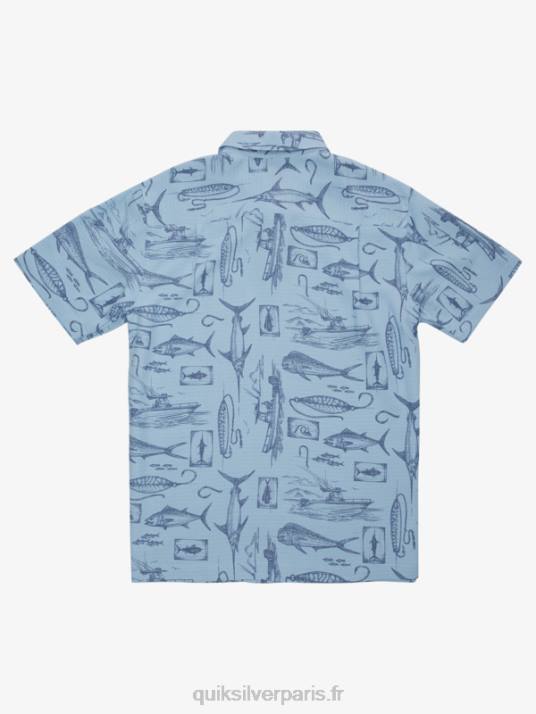 Hommes Quiksilver chemise à manches courtes waterman slack line D6PT1218 ligne lâche bleu crépuscule
