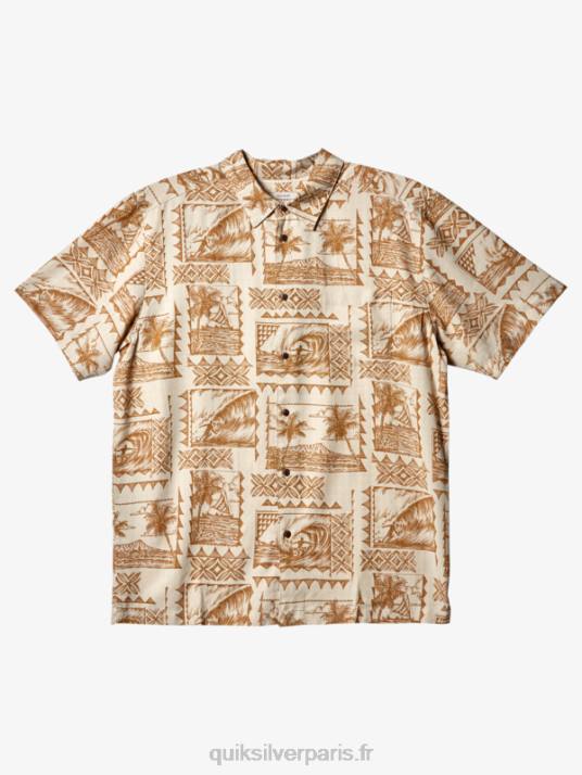 Hommes Quiksilver chemise à manches courtes waterman surf trippers D6PT432 excursionnistes de surf de riz brun