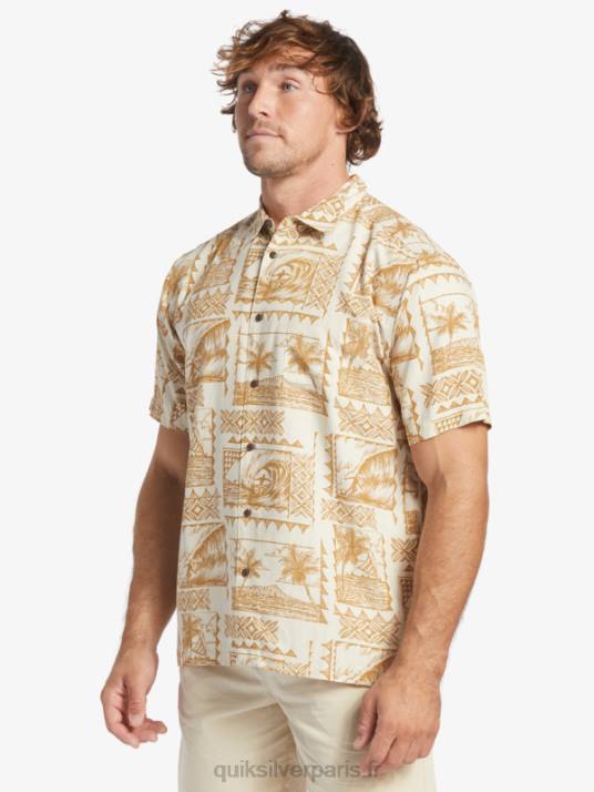 Hommes Quiksilver chemise à manches courtes waterman surf trippers D6PT432 excursionnistes de surf de riz brun
