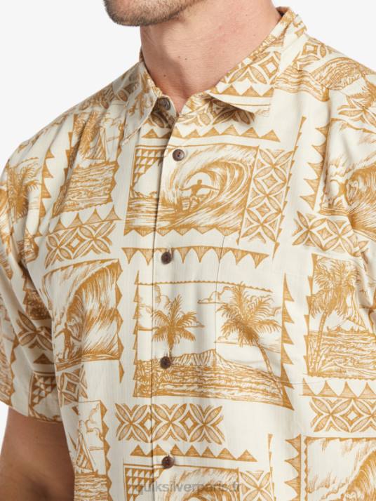 Hommes Quiksilver chemise à manches courtes waterman surf trippers D6PT432 excursionnistes de surf de riz brun