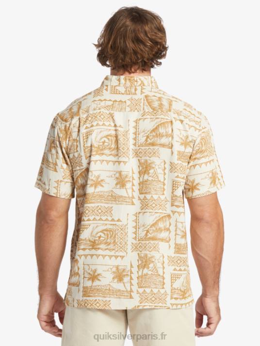Hommes Quiksilver chemise à manches courtes waterman surf trippers D6PT432 excursionnistes de surf de riz brun