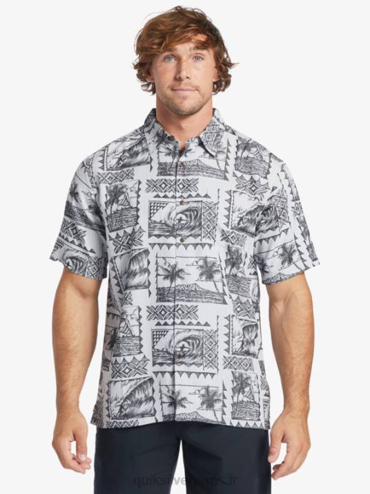 Hommes Quiksilver chemise à manches courtes waterman surf trippers D6PT433 excursionnistes de surf noirs