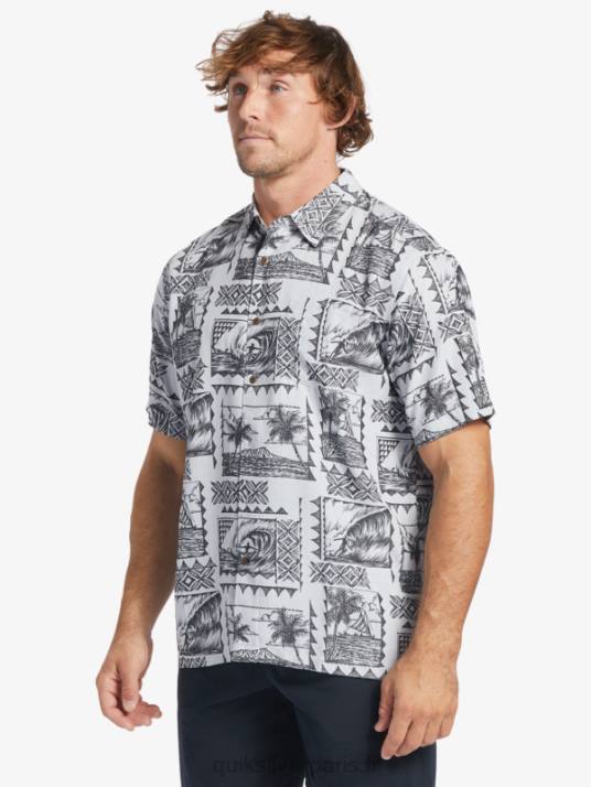 Hommes Quiksilver chemise à manches courtes waterman surf trippers D6PT433 excursionnistes de surf noirs