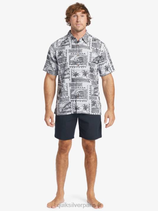 Hommes Quiksilver chemise à manches courtes waterman surf trippers D6PT433 excursionnistes de surf noirs