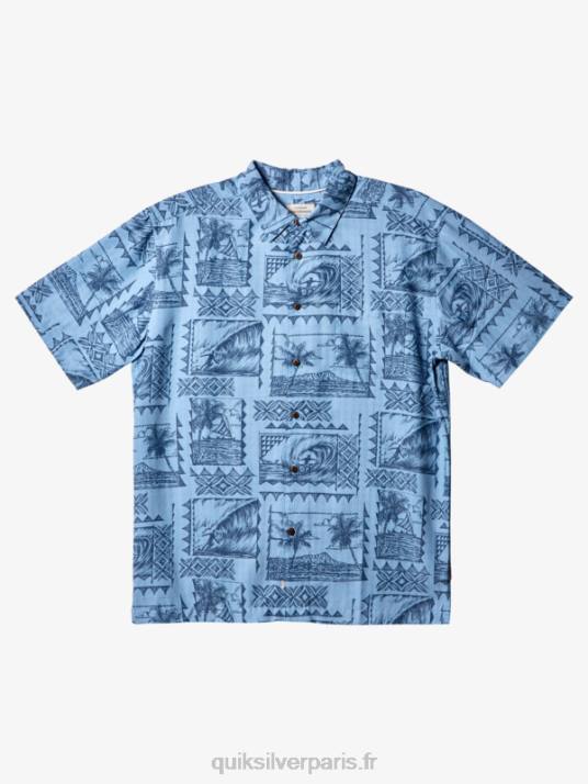 Hommes Quiksilver chemise à manches courtes waterman surf trippers D6PT434 excursionnistes de surf bleu crépuscule