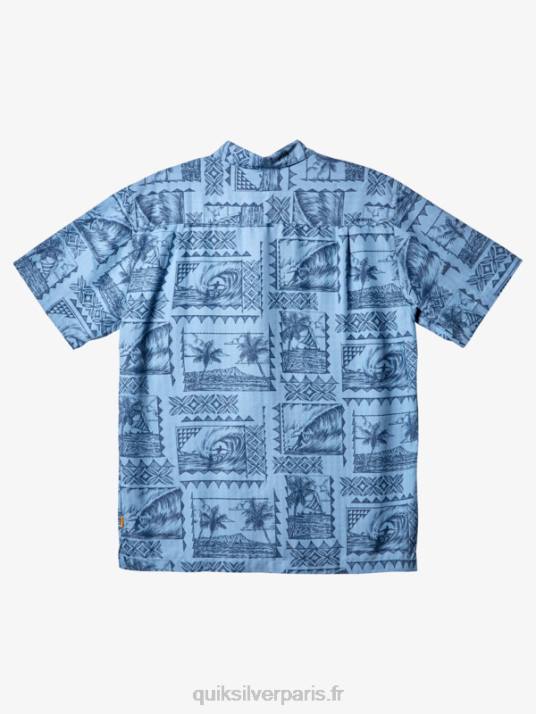 Hommes Quiksilver chemise à manches courtes waterman surf trippers D6PT434 excursionnistes de surf bleu crépuscule