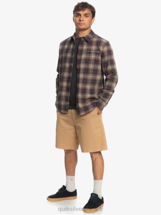 Hommes Quiksilver chemise à manches longues stretch cramond D6PT1049 Cramond de vin rubis
