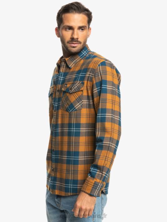 Hommes Quiksilver chemise à manches longues stretch harelaw D6PT1508 lièvre à la cassonade