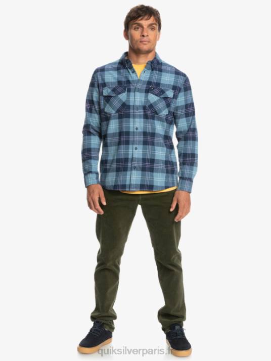 Hommes Quiksilver chemise à manches longues stretch harelaw D6PT1509 lièvre bleu provençal