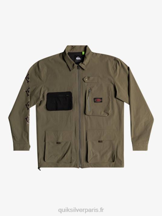 Hommes Quiksilver chemise à manches longues under sky D6PT1718 feuille de vigne