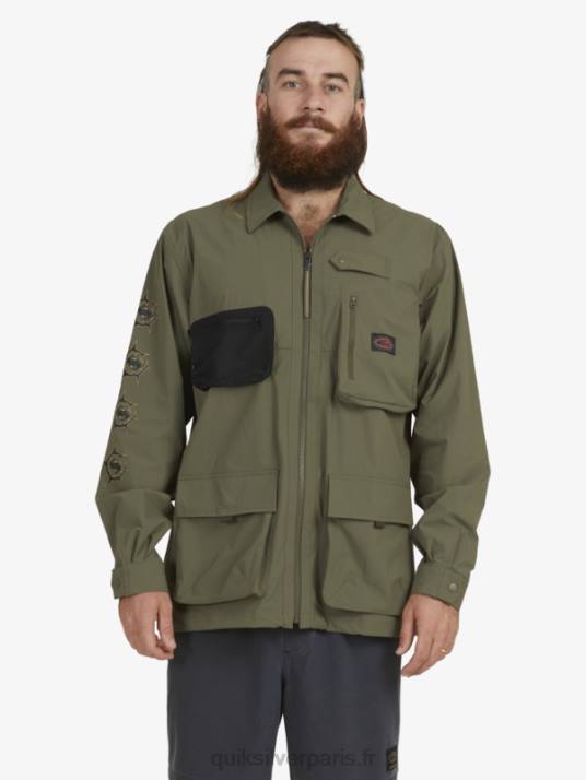 Hommes Quiksilver chemise à manches longues under sky D6PT1718 feuille de vigne