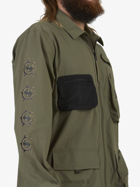 Hommes Quiksilver chemise à manches longues under sky D6PT1718 feuille de vigne