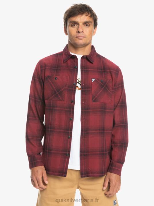 Hommes Quiksilver chemise saturne à carreaux à manches longues D6PT1691 vin rubis saturne