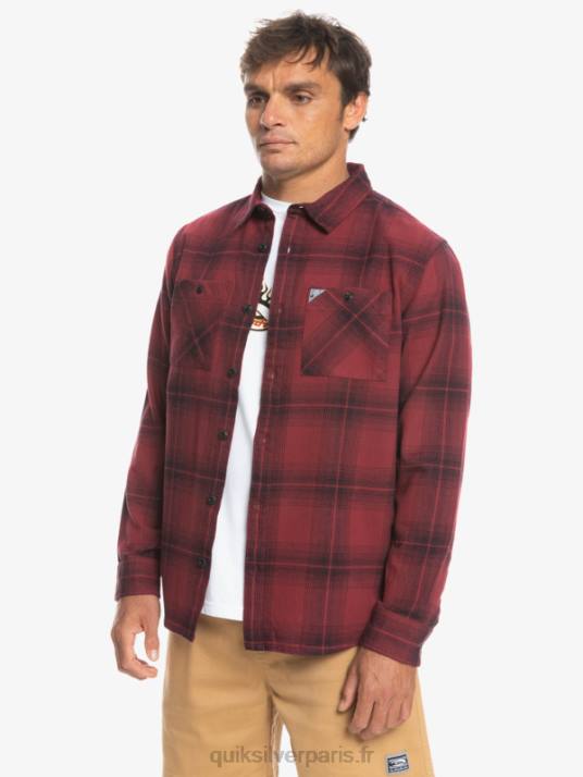 Hommes Quiksilver chemise saturne à carreaux à manches longues D6PT1691 vin rubis saturne