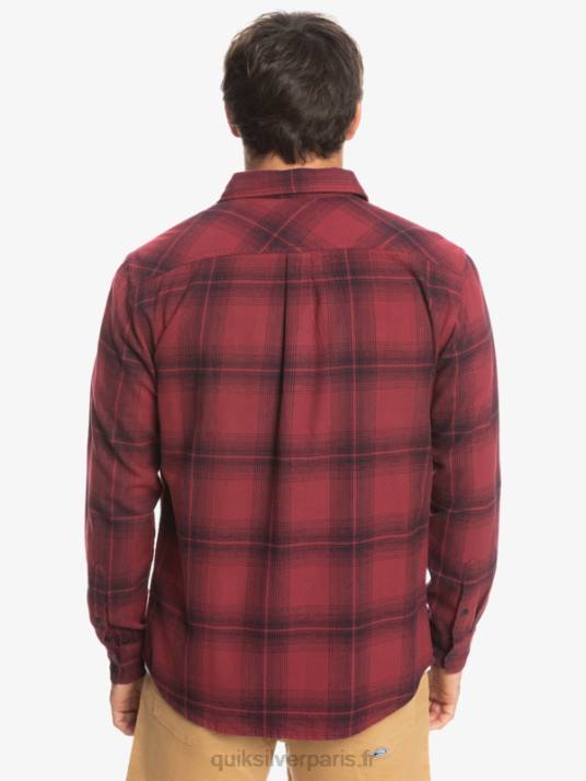 Hommes Quiksilver chemise saturne à carreaux à manches longues D6PT1691 vin rubis saturne