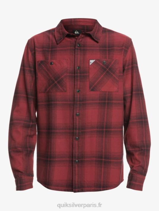 Hommes Quiksilver chemise saturne à carreaux à manches longues D6PT1691 vin rubis saturne