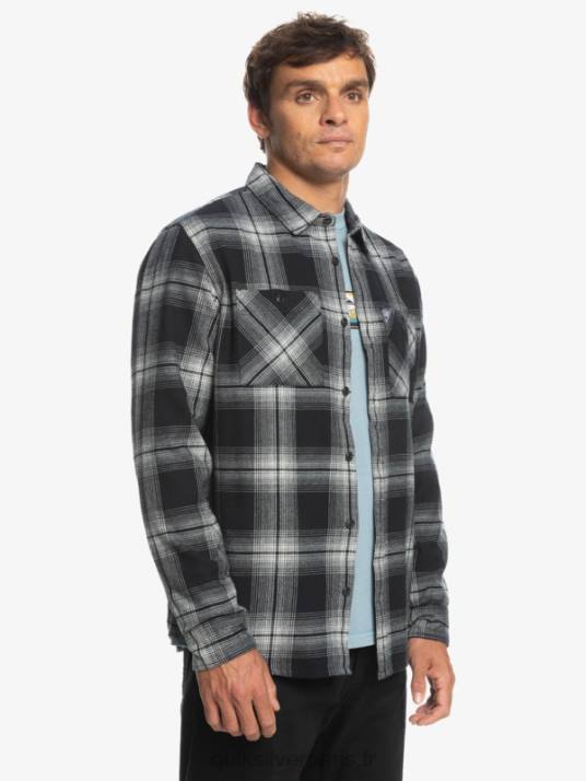 Hommes Quiksilver chemise saturne à carreaux à manches longues D6PT1692 Saturne noir