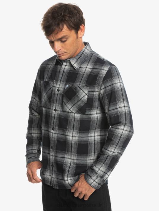 Hommes Quiksilver chemise saturne à carreaux à manches longues D6PT1692 Saturne noir