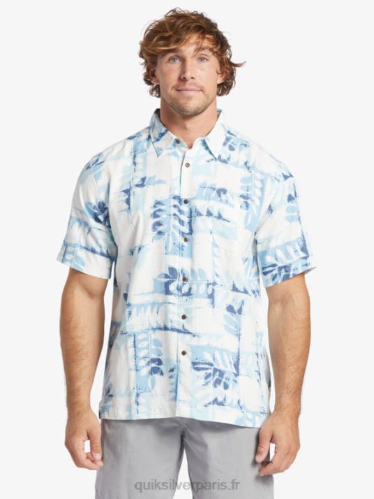 Hommes Quiksilver chemise technique manches courtes waterman canoes reef D6PT399 bleu crépuscule canoës récif w