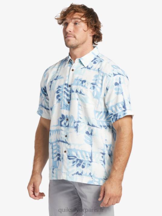 Hommes Quiksilver chemise technique manches courtes waterman canoes reef D6PT399 bleu crépuscule canoës récif w