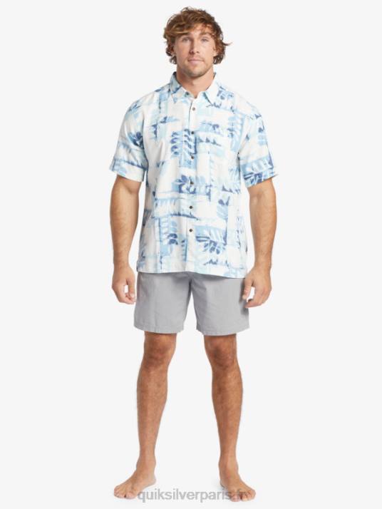 Hommes Quiksilver chemise technique manches courtes waterman canoes reef D6PT399 bleu crépuscule canoës récif w