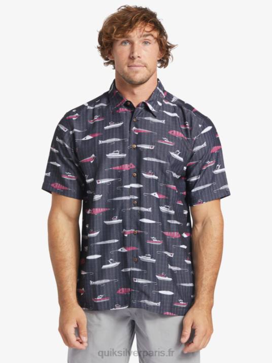 Hommes Quiksilver chemise technique à manches courtes waterman drag week D6PT441 semaine de traînée noire