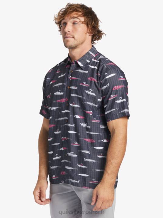 Hommes Quiksilver chemise technique à manches courtes waterman drag week D6PT441 semaine de traînée noire