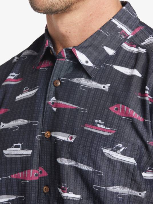 Hommes Quiksilver chemise technique à manches courtes waterman drag week D6PT441 semaine de traînée noire