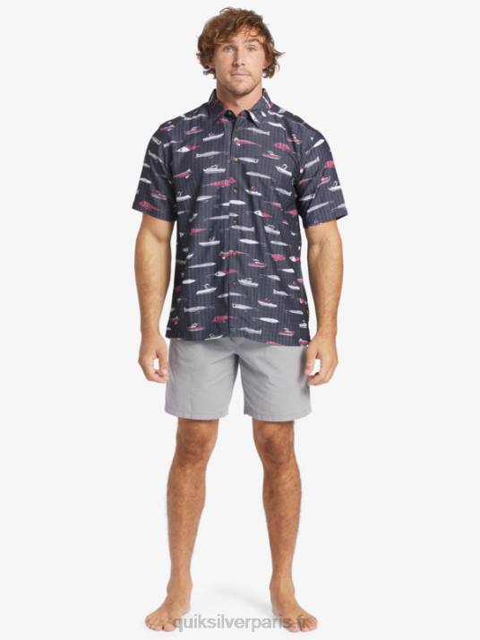Hommes Quiksilver chemise technique à manches courtes waterman drag week D6PT441 semaine de traînée noire