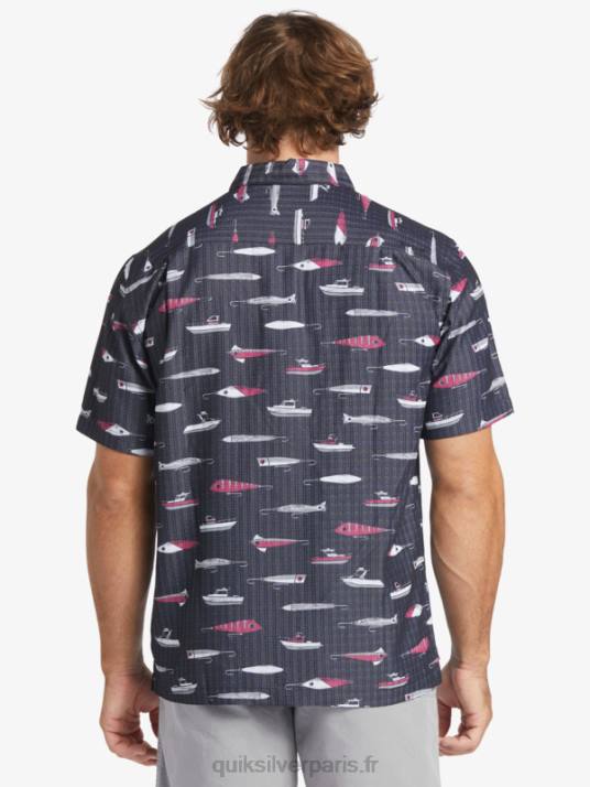 Hommes Quiksilver chemise technique à manches courtes waterman drag week D6PT441 semaine de traînée noire