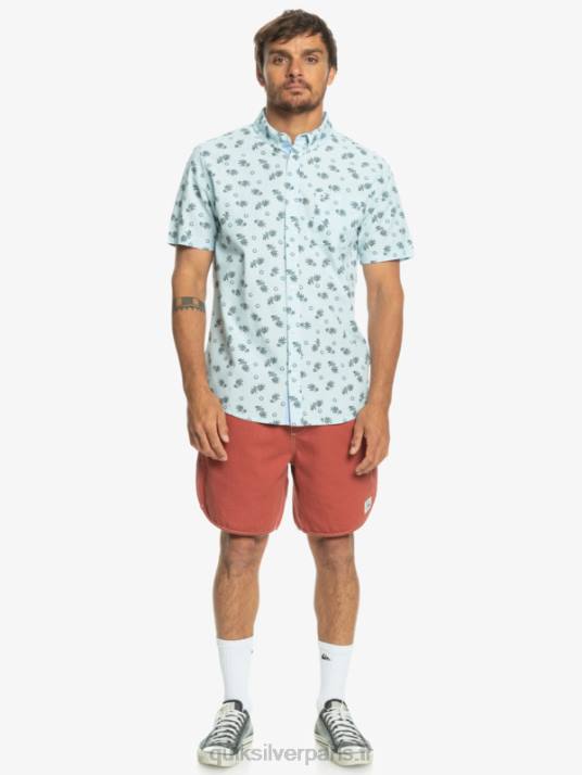 Hommes Quiksilver de l\'océan au paradis chemise à manches courtes D6PT1389 bleu ciel de l\'océan