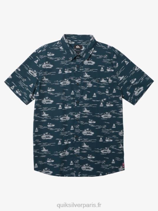 Hommes Quiksilver hawaii perdu en mer chemise à manches courtes D6PT1726 La marine de minuit