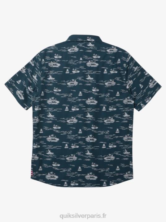 Hommes Quiksilver hawaii perdu en mer chemise à manches courtes D6PT1726 La marine de minuit