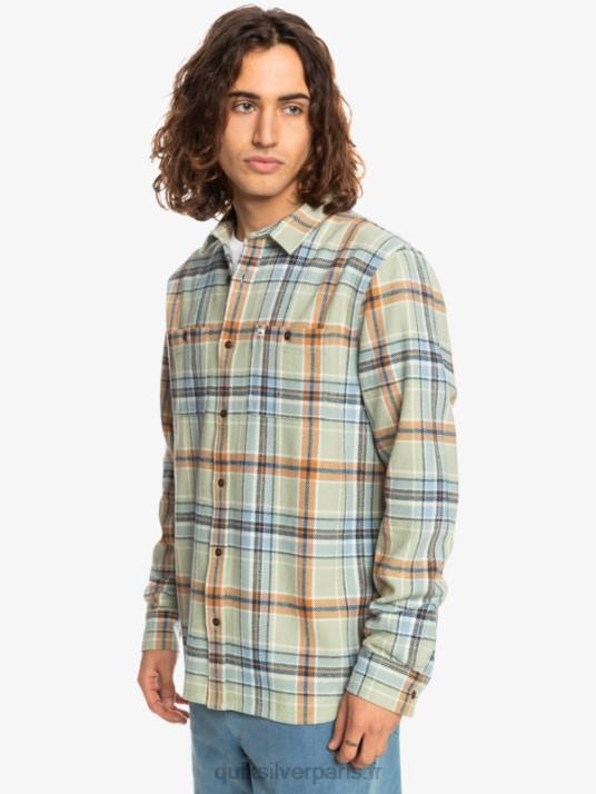 Hommes Quiksilver intrepide explorer chemise en flanelle à manches longues D6PT1772 sauge du désert intrépide