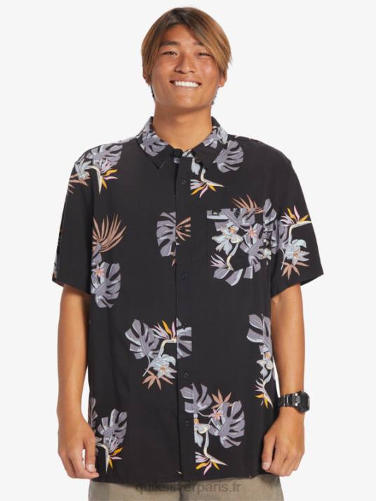 Hommes Quiksilver la chemise à manches courtes à fleurs D6PT649 fleuri noir ss